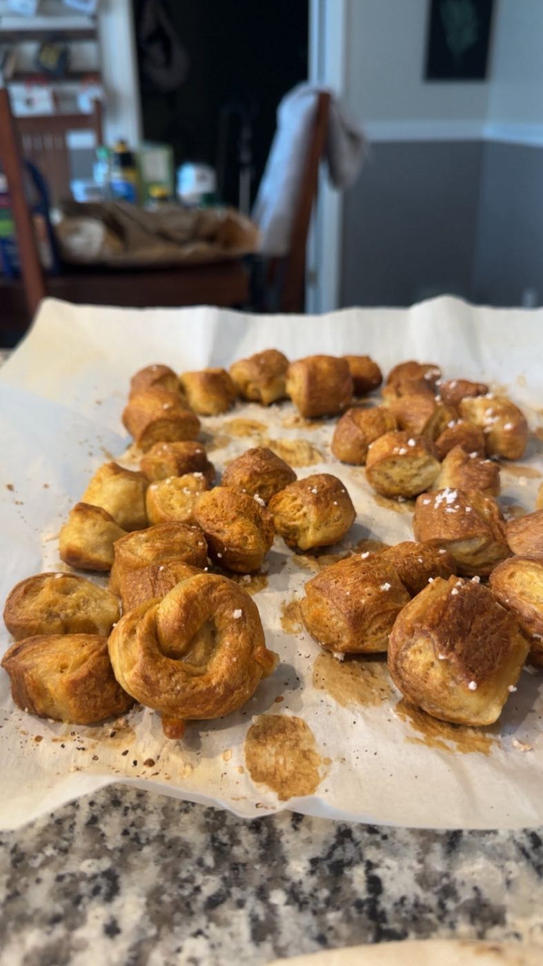 Tray of golden pretzel-style bites